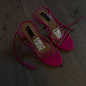Aqua Pink Stiletto Heels with Elegant Straps